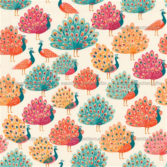 Colorful Peacock Seamless Pattern — seamless tileable pattern