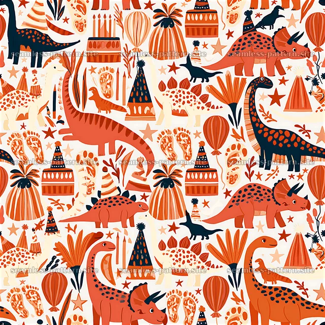Colorful dinosaurs in a seamless pattern design for celebrations — seamless tileable pattern
