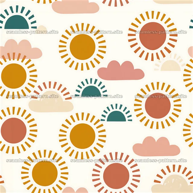 Cute sunshine and cloud seamless pattern for kids — seamless tileable pattern