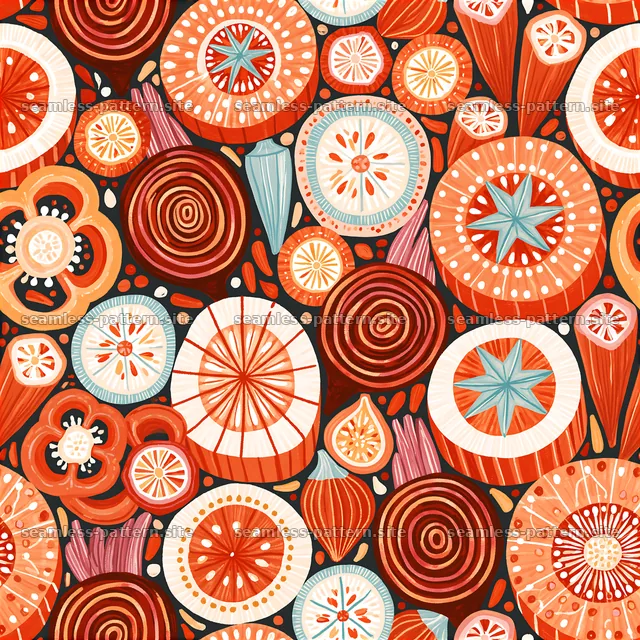 Colorful citrus and vegetable seamless pattern — seamless tileable pattern