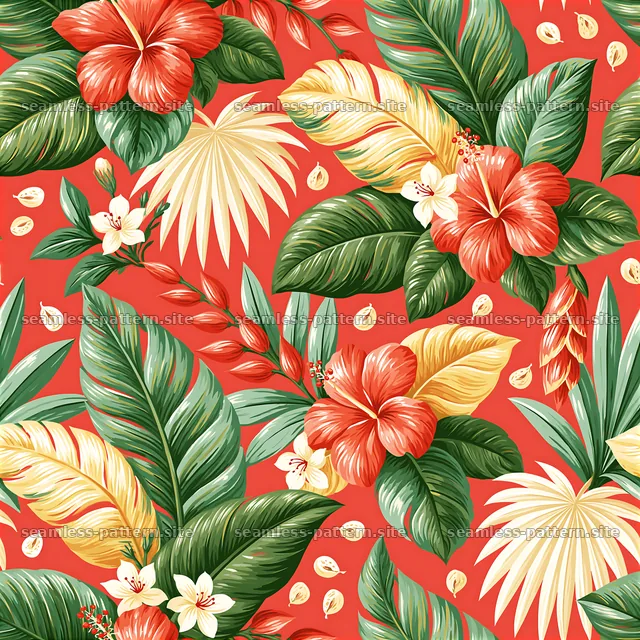Colorful vintage tropical floral seamless pattern — seamless tileable pattern