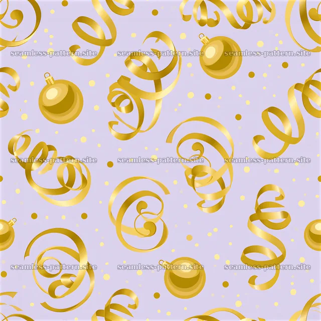 Gold ornaments and ribbons on a light background — seamless tileable pattern
