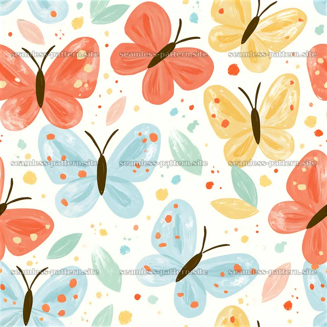 Colorful butterfly pattern for children's designs — seamless tileable pattern