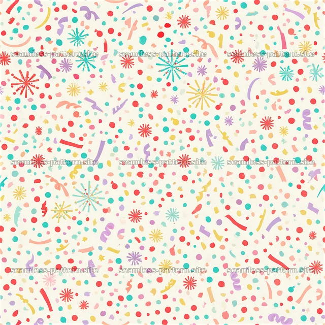 Colorful confetti scattered pattern designed for joyful celebrations — seamless tileable pattern