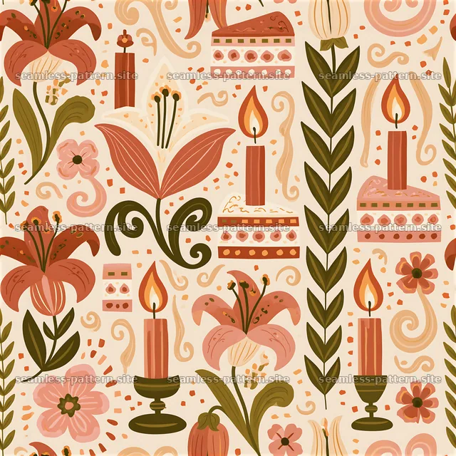 Floral Birthday Celebration Seamless Pattern — seamless tileable pattern