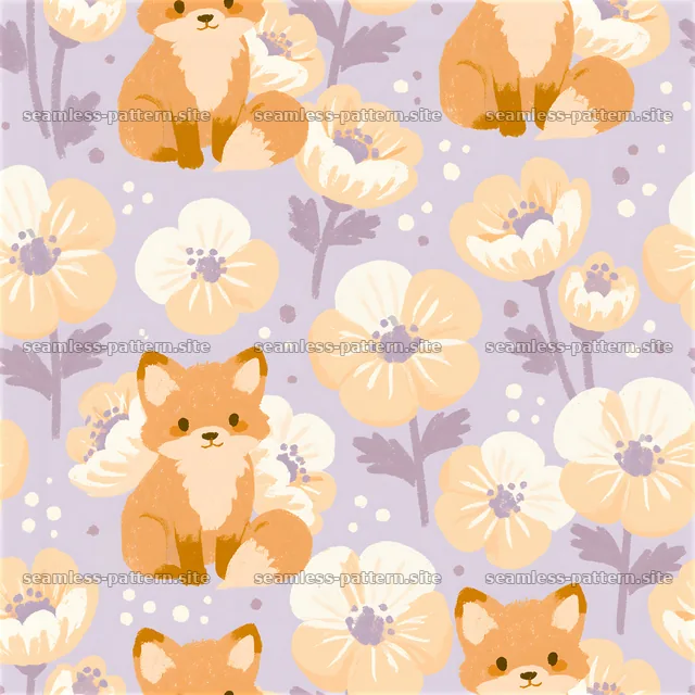 Cute foxes and flowers seamless pattern for children's designs — seamless tileable pattern