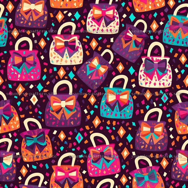 Colorful Gift Bag and Bow Seamless Pattern — seamless tileable pattern