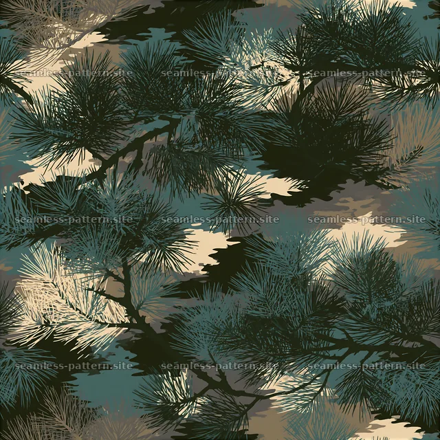 Seamless camouflage military pattern with forest and foliage elements — seamless tileable pattern