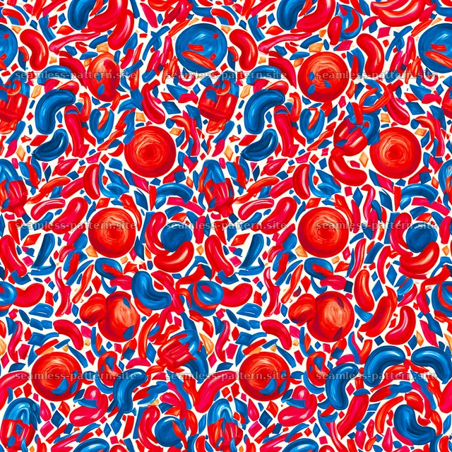 Colorful abstract seamless pattern with rounded shapes and lines — seamless tileable pattern