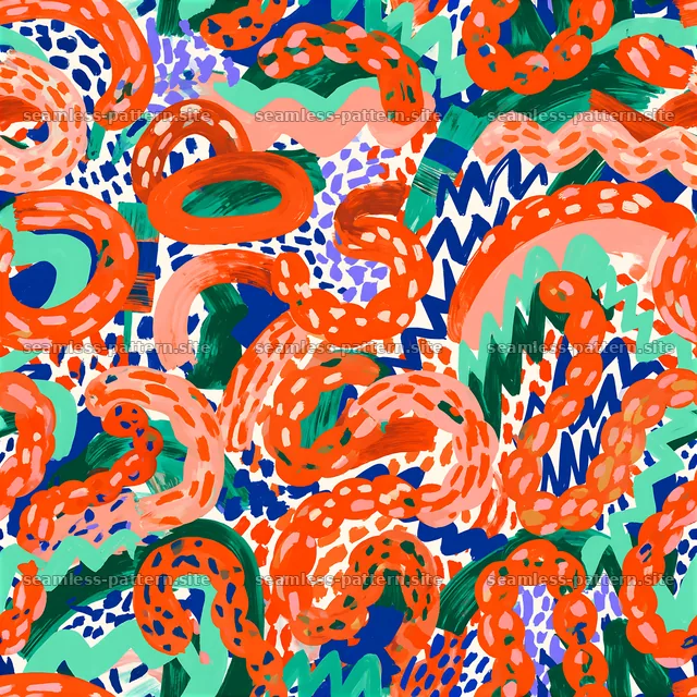 Funky abstract seamless pattern with colorful shapes and designs — seamless tileable pattern