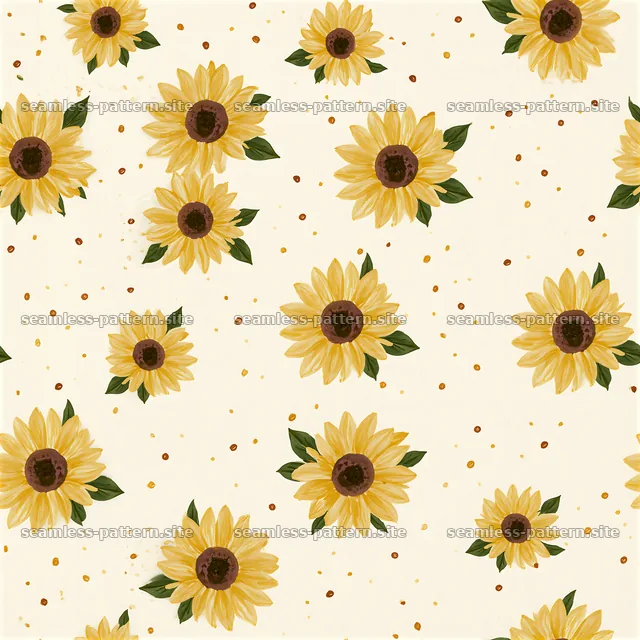 Sunflower repeat pattern with yellow flowers on a light background — seamless tileable pattern