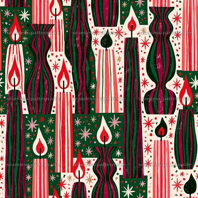 Colorful birthday candle and confetti seamless pattern — seamless tileable pattern