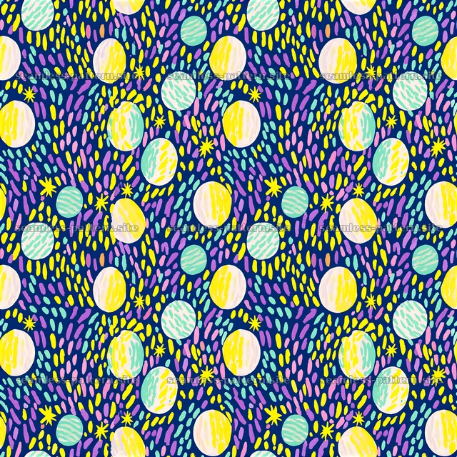 Colorful pattern with circular shapes and vibrant dots — seamless tileable pattern