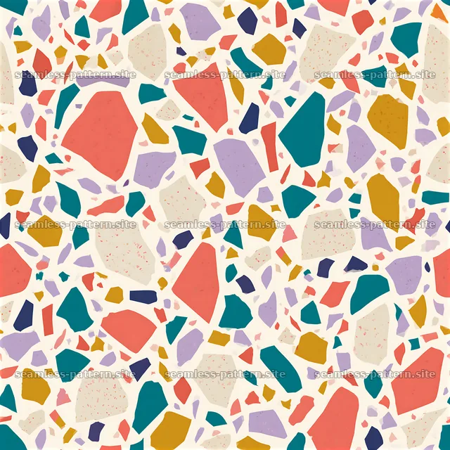 Colorful terrazzo seamless pattern with abstract stone chips — seamless tileable pattern