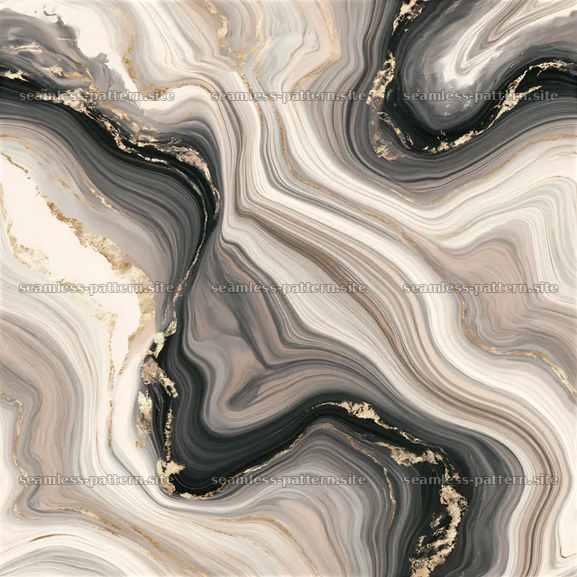Seamless fluid marble repeat pattern with gold veining — seamless tileable pattern