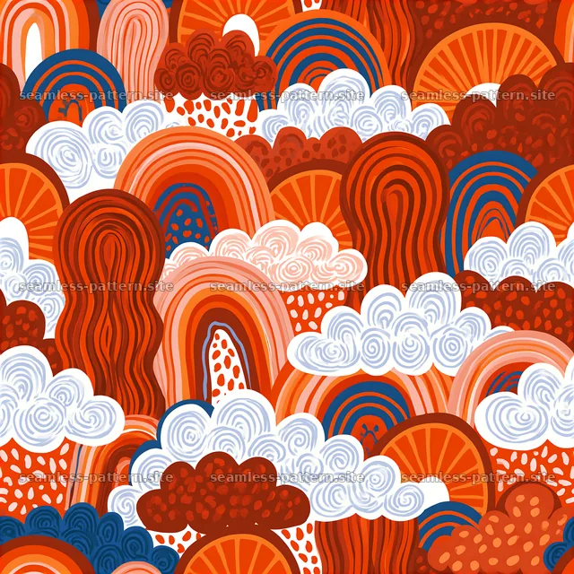Funky Abstract Arches and Swirls Seamless Pattern — seamless tileable pattern