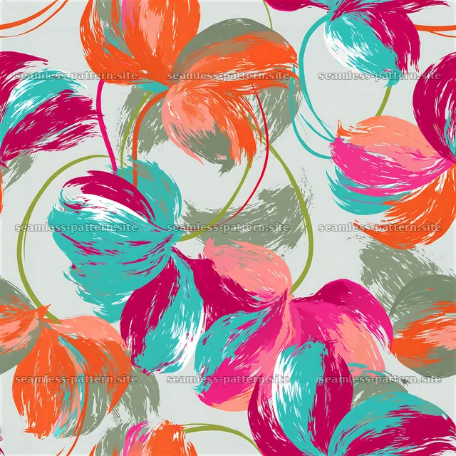 Vivid abstract floral forms seamless pattern with bold colors — seamless tileable pattern