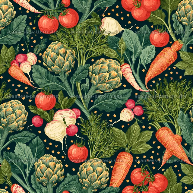 Colorful vegetable and herb seamless pattern — seamless tileable pattern