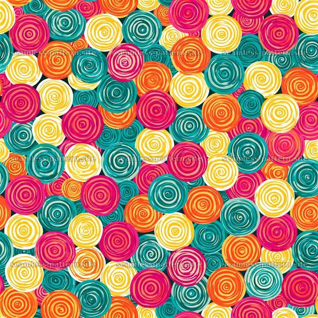 Colorful spiral seamless pattern with circular motifs — seamless tileable pattern