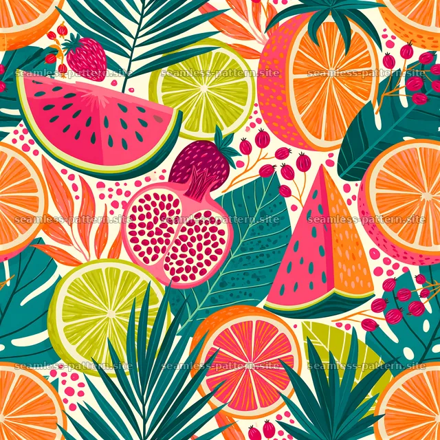 Colorful fruits seamless pattern for kitchen design — seamless tileable pattern