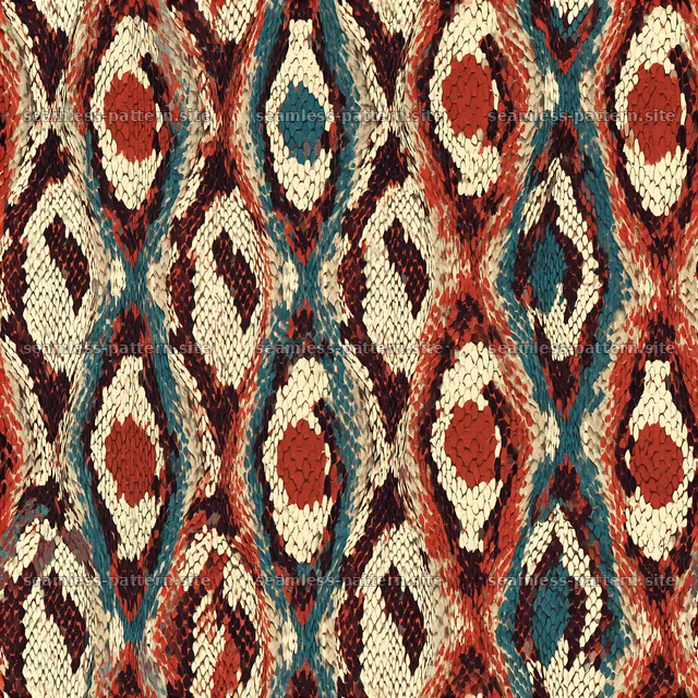 Seamless bohemian snake skin repeat pattern in earthy colors — seamless tileable pattern
