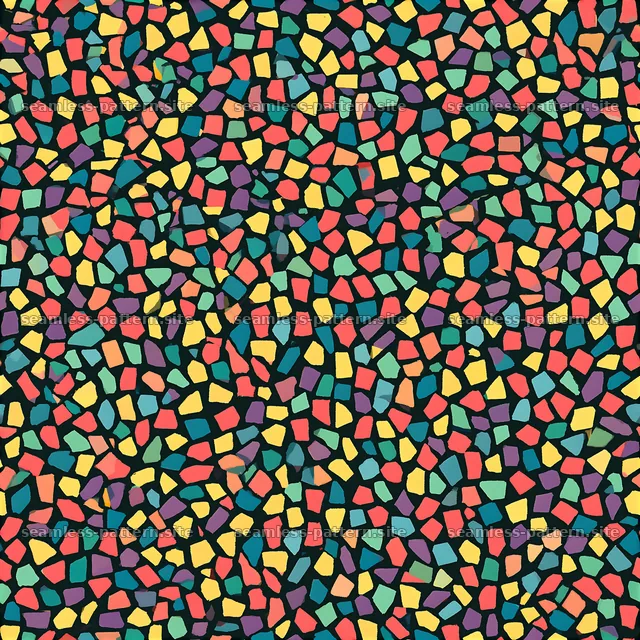 Bright abstract mosaic shapes repeat pattern — seamless tileable pattern
