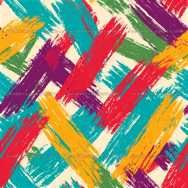 Colorful brushstroke pattern with bold lines and vibrant colors — seamless tileable pattern