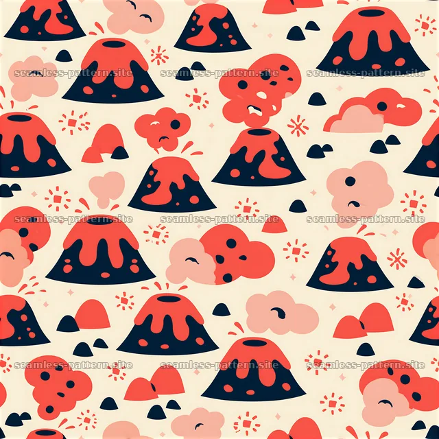 Cute volcano seamless pattern for kids — seamless tileable pattern