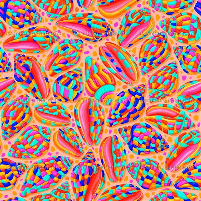 Funky Colorful Shells Seamless Pattern — seamless tileable pattern