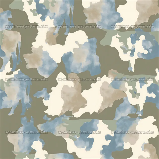 Funky blue and beige abstract camouflage seamless pattern — seamless tileable pattern