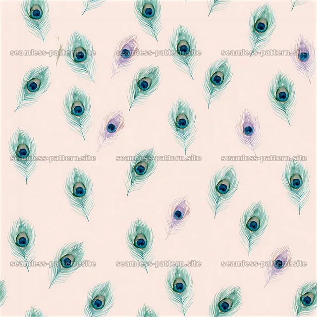 Watercolor Peacock Feather Seamless Pattern — seamless tileable pattern