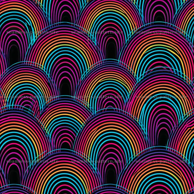 Abstract rainbow arches seamless pattern with vibrant colors — seamless tileable pattern
