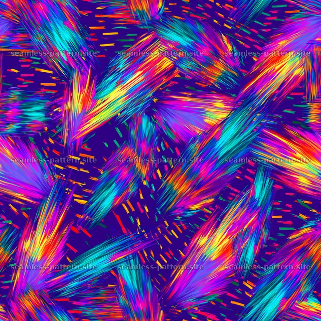 Vibrant rainbow paint streaks repeating pattern across a dark canvas — seamless tileable pattern