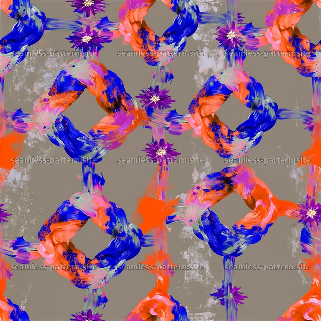 Colorful design with abstract shapes and vibrant brush strokes — seamless tileable pattern