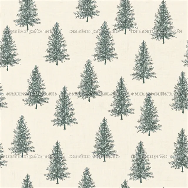 Seamless fir tree pattern on a cream textured background — seamless tileable pattern