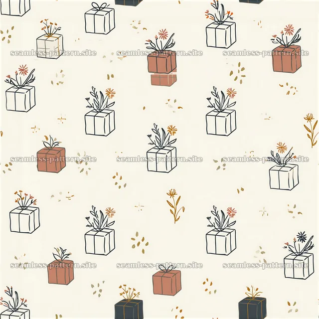 Floral Wrapped Presents Seamless Pattern — seamless tileable pattern