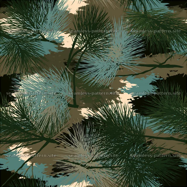 Seamless camouflage military pattern with foliage and muted colors — seamless tileable pattern
