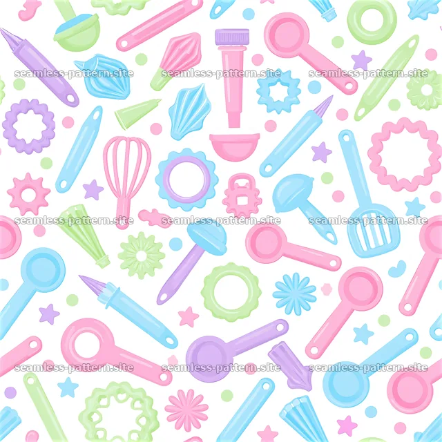 Cute pastel baking tools seamless pattern — seamless tileable pattern