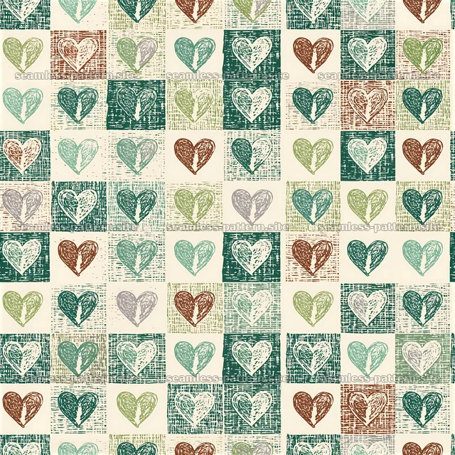 Funky Checkerboard Hearts Seamless Pattern — seamless tileable pattern