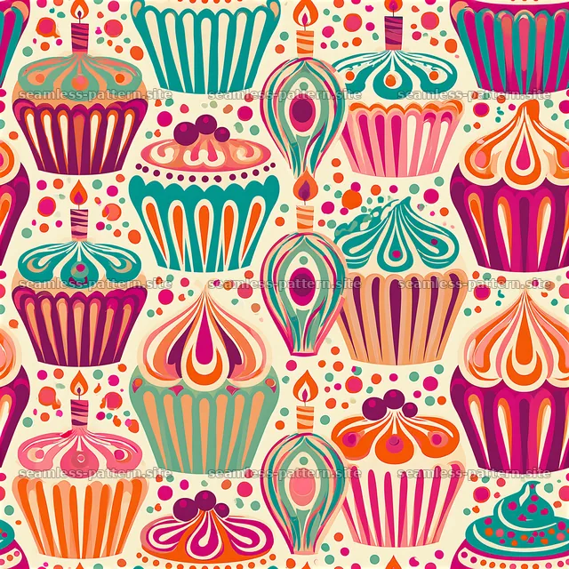 Colorful Cupcakes and Frosting Seamless Pattern — seamless tileable pattern