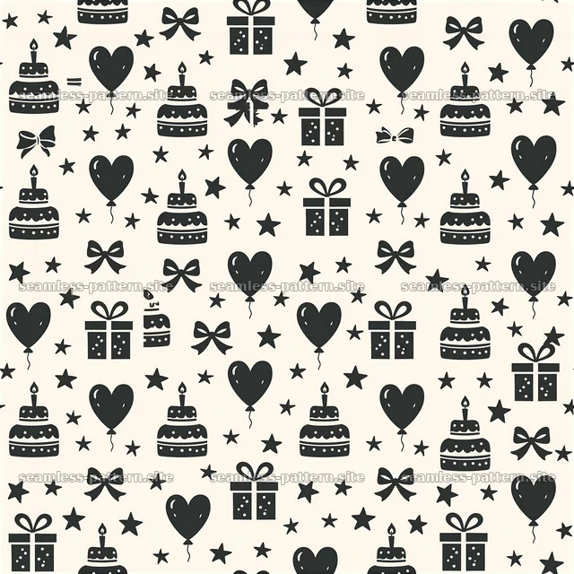 Birthday Celebration Icons Seamless Pattern — seamless tileable pattern