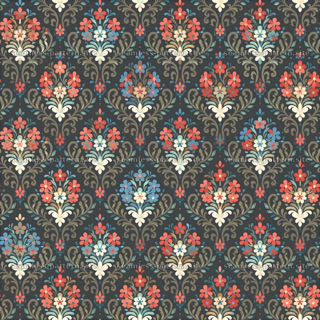 Colorful Floral Damask Seamless Pattern — seamless tileable pattern