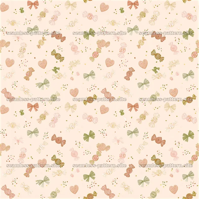 Pastel Candy and Bow Seamless Pattern — seamless tileable pattern