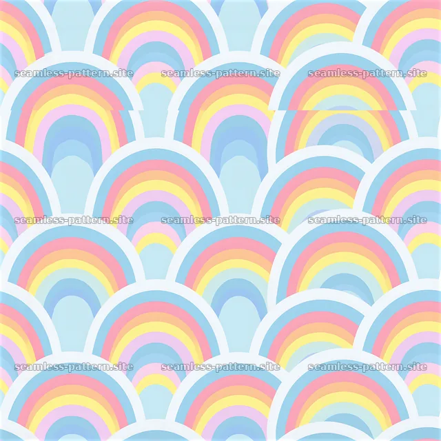 Colorful pastel rainbow seamless pattern with layered arches — seamless tileable pattern