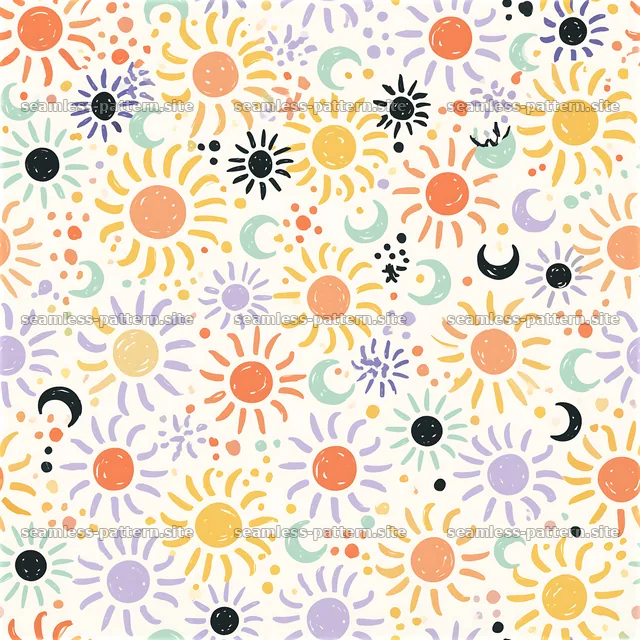 Colorful Sun and Moon Seamless Pattern — seamless tileable pattern