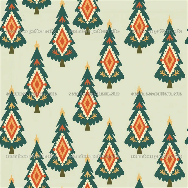 Cartoon Christmas tree design in a seamless repeating pattern — seamless tileable pattern