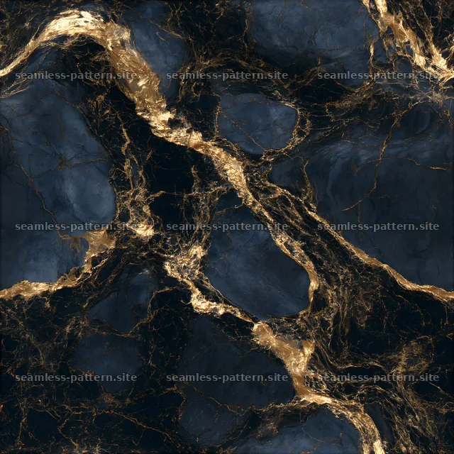 Seamless realistic gold veined marble pattern on dark background — seamless tileable pattern
