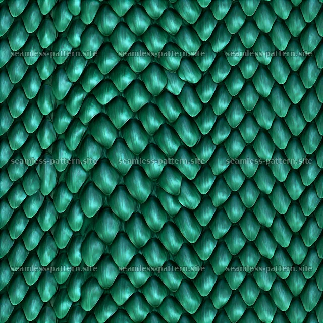 Seamless emerald snake scale texture in detailed green pattern — seamless tileable pattern