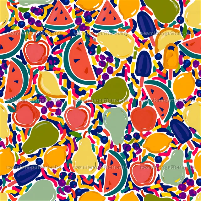 Colorful fruit seamless pattern for fun party decor and design — seamless tileable pattern
