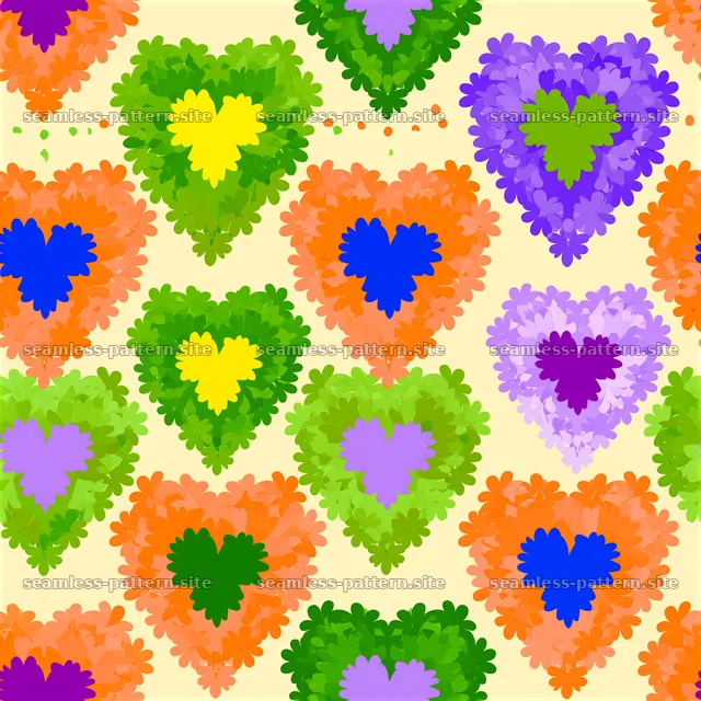 Colorful Floral Heart Seamless Pattern — seamless tileable pattern